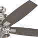 Quiet 52 Inch Reversible Brushed Nickel Ceiling Fan