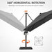 9X12Ft Cantilever Patio Umbrella, Rectangle Offset Umbrella 7 Angle Tilts & 360° Rotation, Large Heavy Duty Outdoor Sun Umbrella for Pool Market, Grey