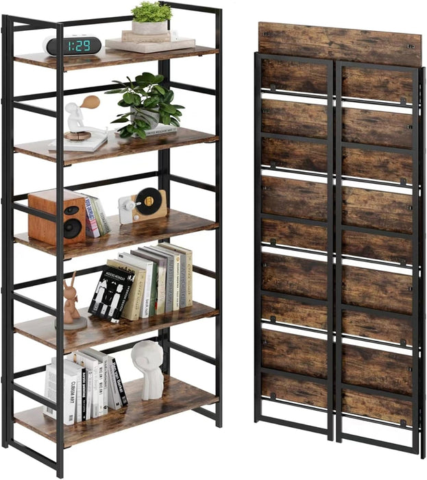 Folding FiveTier Bookshelf Plant Stand Fire SpaceSaving