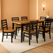 Blondon Rectangular Dining Room Table Set with 6 Chairs, Chevron Pattern, Tapered Legs, Seats 6, Wood, 60" Long, Brown & Black