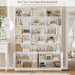 82.3" Triple Wide Bookshelf, Tall Bookcase with 4 Doors, White