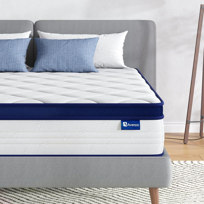 Queen Size Mattress, 12 Inch Queen Mattresses in a Box, Hybrid Spring Mattresses with Comfort Foam and Pocket Coils for Pressure Relief & Motion Isolation
