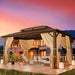10X12 Hardtop Gazebo on Clearance with Heavy Duty Galvanized Steel,Outdoor Patio Gazebo with Aluminum Frame & Curtains and Netting, Permanent Pavillon for Backyard, Brown (2026 Upgraded)