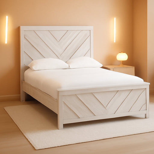 Signature Design by Ashley Cayboni Farmhouse Queen Panel Bed, Foundation or Box Spring Needed, Whitewash