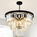 8 Light Modern Crystal Chandelier 20'' Black Chandeliers for Dining Room Contemporary Pendant Light Fixture round 3-Tier Adjustable Height E12 for Living Room, Foyer, Entryway, Bedroom