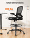 Drafting Chair with Footrest Ring and Flip-Up Arms for Tall Desks