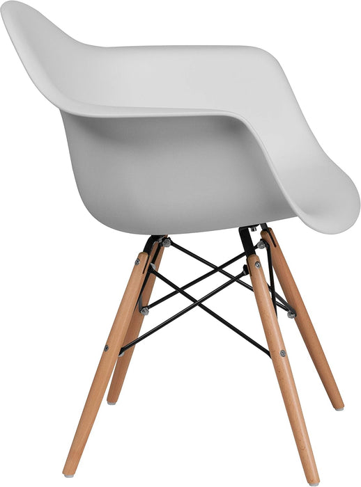 Alonza Series White Plastic Chair with Wooden Legs