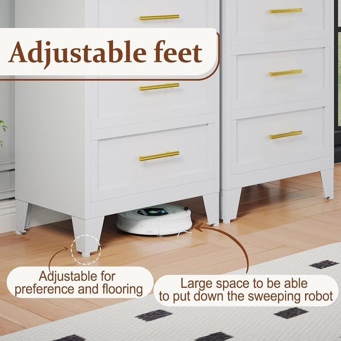 White Tall ChestOfDrawers Curved Corner StorageCabinet