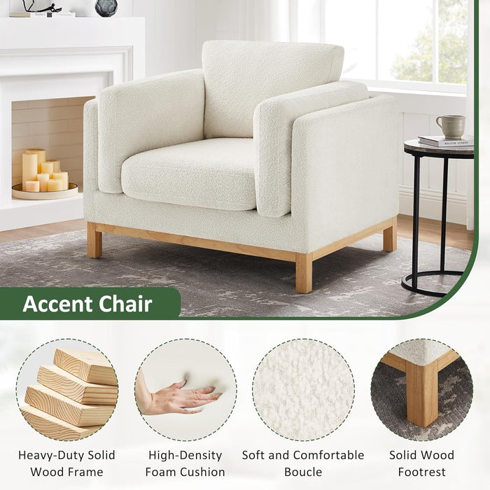 41.34" Oversized Accent Chair, Upholstered Armchair with Solid Wood Legs Living Room Chairs with Wide Armrest Pads, Reading Chair for Bedrooms, Apartments, Living Rooms, Offices（Beige）