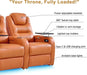 Leather Home Theater Seating, Simple Style Top Grain Leather Game Seats Movie Theater Chairs Recliner Sofa with Type-C USB Charger (Orange, Row of 3)