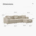 Luxury Modular Sectional Living Room Sofa Set, Modern Minimalist Style Couch with Ottoman and Chaise, L-Shape, Cream