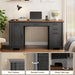 56" Large Executive Desk with Drawers,Modern Farmhouse Home Office Desk with Charging Station, Wood Computer Writing Desk with File Drawer for Study Work Bedroom Living Room Black
