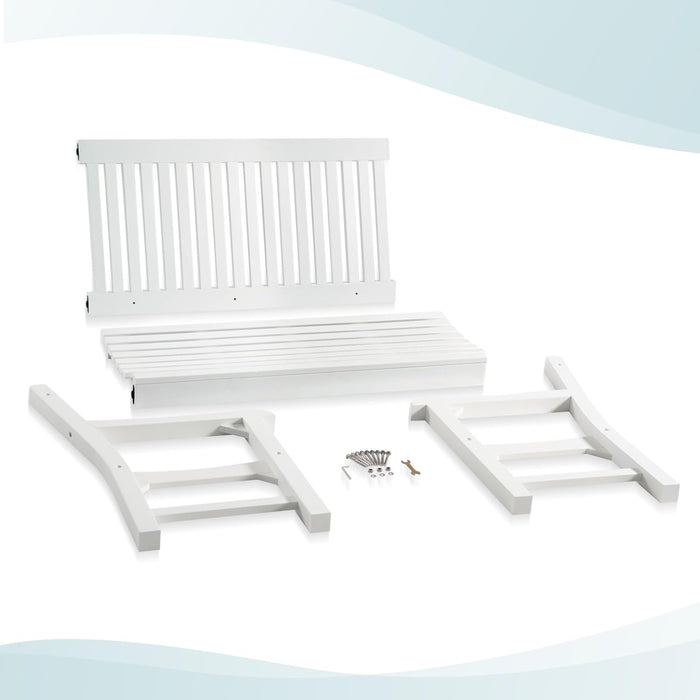 2-Person Poly Lumber Outdoor Bench with 700 Lbs Weight Capacity – Weatherproof Garden Seating For, Balcony Porch & Park, All-Weather Fade-Resistant Patio Furniture (White)