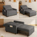 Dark Gray Sleeper Chair Bed ThreeInOneConvertible ModernLinenFabricSofa