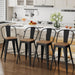 24 Inch Bar Stools Set of 4, Industrial Counter Height Barstools High Back Metal Bar Stools with Large Wood Seat Bar Chairs for Kitchen Island (24 Inch, Black)