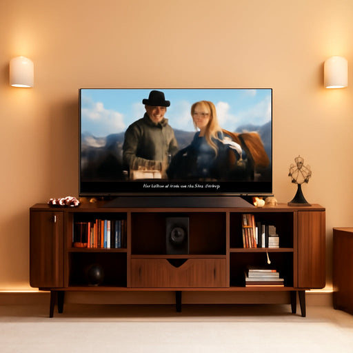 TV Stand for Tvs up to 60 Inch,Industrial Rustic Brown Console with Drawers&Open Shelves, Heavy-Duty Wood Entertainment Center for Living Room, Modern Farmhouse Style, Easy Assembly,Cable Management