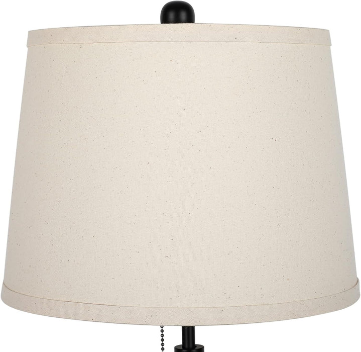 Bedside Table Lamps Set of 2: Tall Black Table Lamps for Living Room End Table | Height Adjustable 3-Way Dimmable Nightstand Lamp with Pull Chain Switch Modern Lamps for Bedroom Office(Bulbs Included)