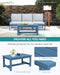 HDPE Patio Sofa Set, 4-Piece Sectional Outdoor Patio Furniture Set, All Weather Patio Couch Set Patio Furniture Set for Deck, Lawn, Blue Frame with Khaki Cushion