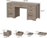 Farmhouse Executive Desk with File Drawer, Home Office Desk with Ample Storage, Rustic Office Desk with Spacious Tabletop for Work, Grey