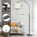 Dimmable Floor Lamp, Arc Floor Lamp with Dimmer, Black Standing Lamp with Adjustable Hanging Shade, over Couch Tall Reading Light, Modern Pole Lamp for Living Room Bedroom, 9W LED Bulb Included
