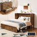 Full Murphy Bed Cabinet with Charging Station and Storage, Farmhouse Foldable Platform Bed for Guest Room, Office, Small Spaces, Barnwood