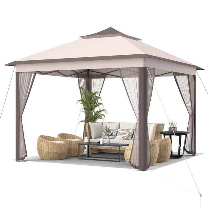 11 X 11 Feet 2-Tier Pop-Up Gazebo Tent Portable Canopy Shelter Carry Bag Mesh