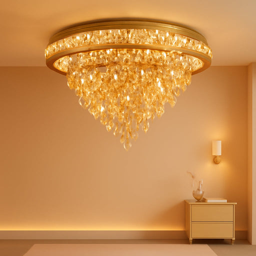Crystal Ceiling Light Smart Flush Mount Chandelier for Dining Room