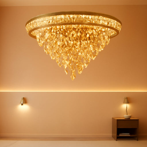 Crystal Ceiling Light Smart Flush Mount Chandelier for Dining Room
