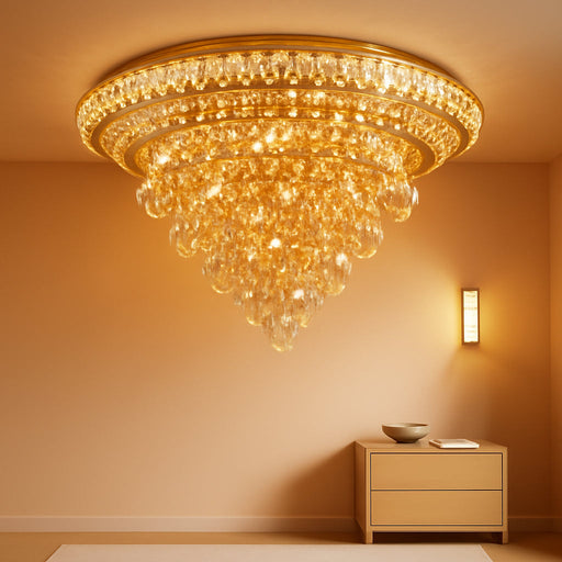Crystal Ceiling Light Smart Flush Mount Chandelier for Dining Room