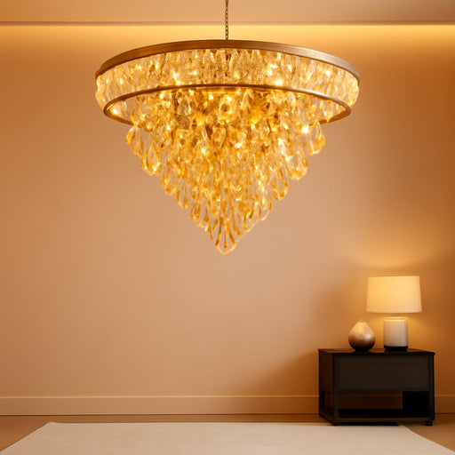 Crystal Ceiling Light Smart Flush Mount Chandelier for Dining Room