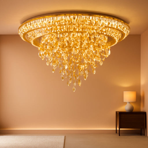 Crystal Ceiling Light Smart Flush Mount Chandelier for Dining Room