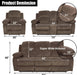 Recliner Sofa Set for Living Room Furniture Set, Reclining Sofa and Loveseat Set for Reclinier Sofa with Drop down Table/Double Recliner Loveseat with Storage Console/Brown Velvet