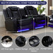 Power Recliner Sofa Set with LED Lights,Leather Living Room Furniture Set with USB Port/Cup Holders,Reclining Sofa for House/Home Theater(Sofa&Loveseat 2 Pieces, Black)