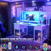 Desk with LED and Outlets, Gaming Desk with Hutch, 47.2'' Computer Desk with Drawers, Reversible Office Desk with Storage Bookshelf Large Workstation Desk with Shelf, Desk for Home, White