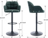 Modern Swivel Bar Stools Set of 2 Velvet Counter Height Barstools with Back and Arms Adjustable Bar Stool Chairs with Metal Base for Kitchen Island/Home Bar/Dining Room, Green