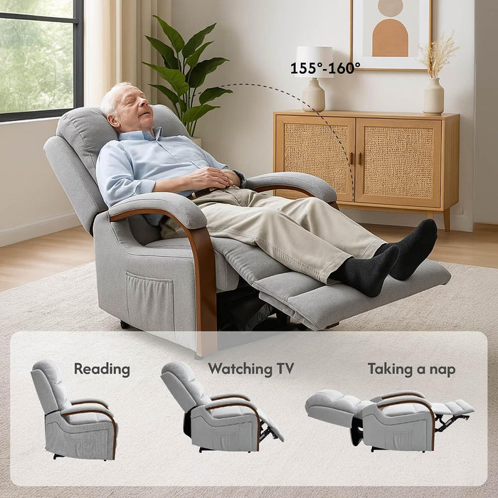FLEXISPOT Dual Motor Power Lift Recliner Chair for Elderly, Electric Lay Flat Reclining Chair with Massage & Heat, Side Pockets, Fabric Single Sofa for Living Room