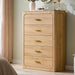 46" Tall Transitional 5-Drawer Dresser for Bedroom, Pale Honey Oak