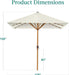 9Ft Deep Square Solar Powered LED Lighted Patio Umbrella W/Woodgrain Pattern, Uv-Resistant Fabric, Hand Crank - Ivory