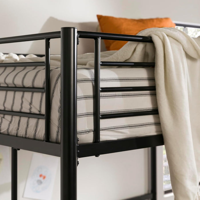 Timothee Urban Industrial Metal Double over Loft Bunk Bed, Full Loft, Black