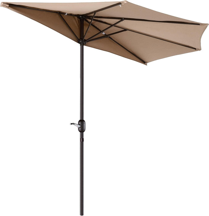 Half Umbrella Outdoor Patio Shade, Beige, 9Ft