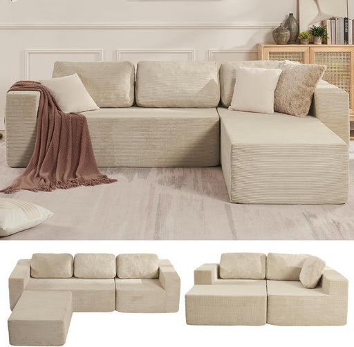106 Inch Cloud Sectional Sofa Beige ContemporarySofa