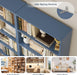 82" Tall Bookshelf Bookcase, 7-Tier Open Display Shelves, Blue
