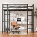 Loft Bed Full Size with Desk and Storage Shelves, Frame with 2 Side Ladders for Kids, Teens Adults, Spcace-Saving Noise-Free and Anti-Tilt Design, Black