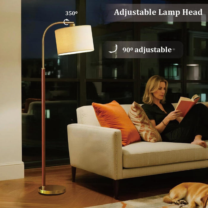 66Inch WalnutGold Arc Floor Lamp With ModernElegance
