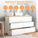 White FortySevenInch SixDrawerStorage DresserWoodTop