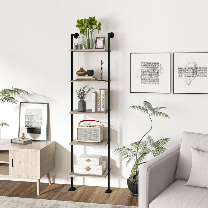Tall Narrow Ladder Shelf Black Powdercoated Framework