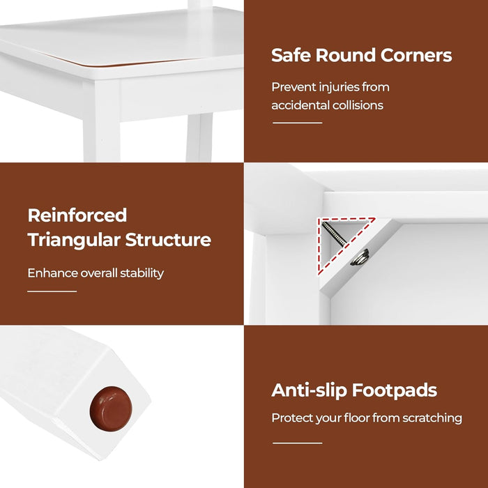 Wood Dining Chairs Set of 4 White, Armless Kitchen Chair W/Rubber Wood Legs & Curved Backrest, Farmhouse Cross Back Diner Chair, Wooden Side Chairs for Home Dining Room, Load 400 LBS