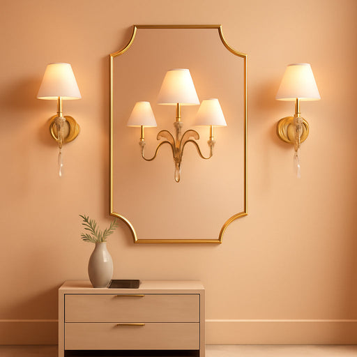 24"X36" Gold Foil Scalloped Edge Decorative Vanity Wall Mirror