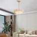 17.7 Inch Gold Layered Drum Chandelier FabricShade