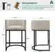 Counter Height Bar Stools Set of 2, 24 Inch Seat Height Barstools for Dining Room, Fabric Upholstered Bar Chair for Kitchen Island, Linen Counter Stools with Metal Legs, Beige